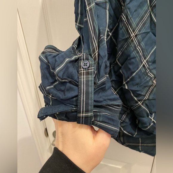 High/low medium kismet cropped blue plaid blouse - Picture 5 of 6